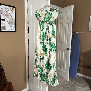 The Webster at Target Green and White Leaf Maxi Dress